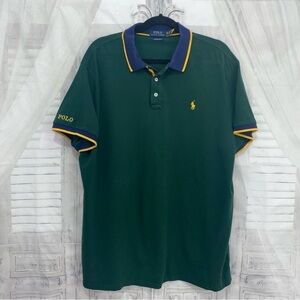 Polo Ralph Lauren Custom Slim Fit Polo Shirt Mens XXL 2XL Green Yellow Blue